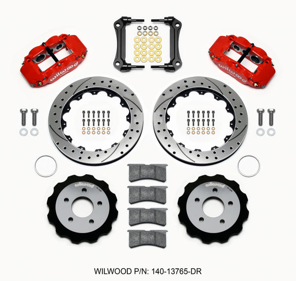 Wilwood Narrow Superlite 6R Front Hat Kit 13.06 Drilled Red 1964-1970 Ford Mustang w/ DSE Suspension