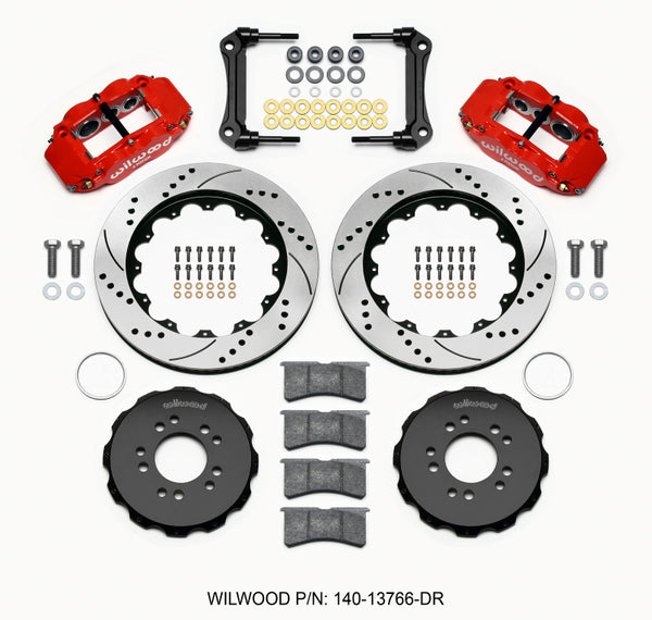 Wilwood Narrow Superlite 6R Front Hat Kit 14.00 Drilled Red 1964-1970 Ford Mustang w/ DSE Suspension