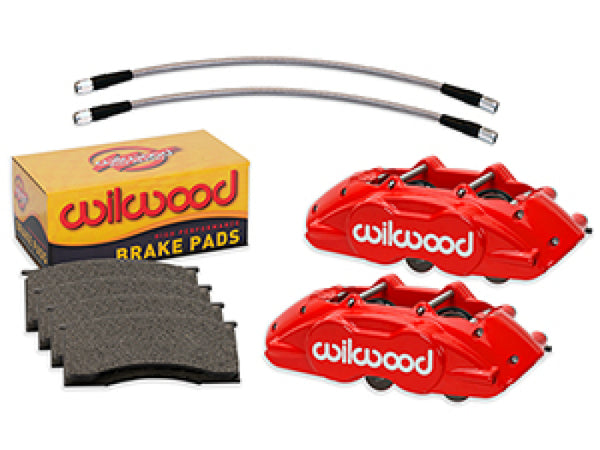 Wilwood 65-67 Ford Mustang D11 11.29 in. Vtd. Front Brake Kit w/ Flex Lines - Red