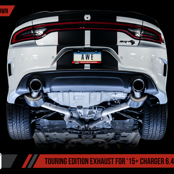 AWE Tuning 2015+ Dodge Charger 6.4L/6.2L SC Non-Resonated Touring Edition Exhaust - Silver Tips AWE Tuning 2015+ Dodge Charger 6.4L/6.2L SC Non-Resonated Touring Edition Exhaust - Silver Tips