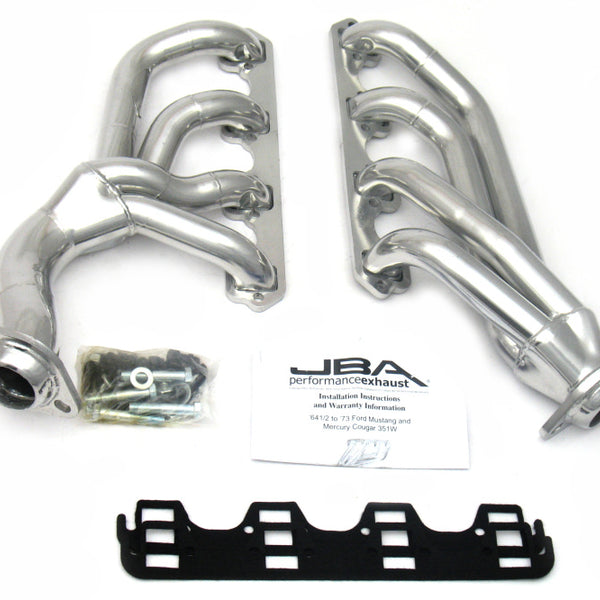 JBA 65-73 Ford Mustang 351W SBF w/T-5/Cable Clutch 1-5/8in Primary Silver Ctd Mid Length Header