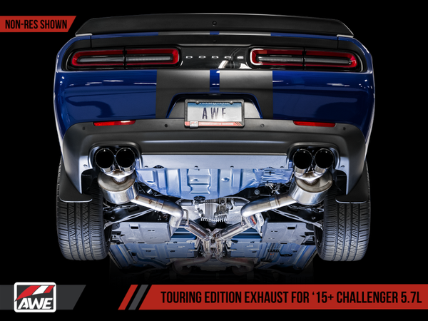 AWE Tuning 15+ Dodge Challenger 5.7 Touring Edition Exhaust - Resonated - Diamond Black Quad Tips