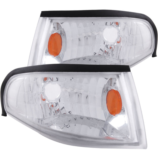 ANZO Corner Lights 1994-1998 Ford Mustang Euro Corner Lights Chrome w/ Amber Reflector