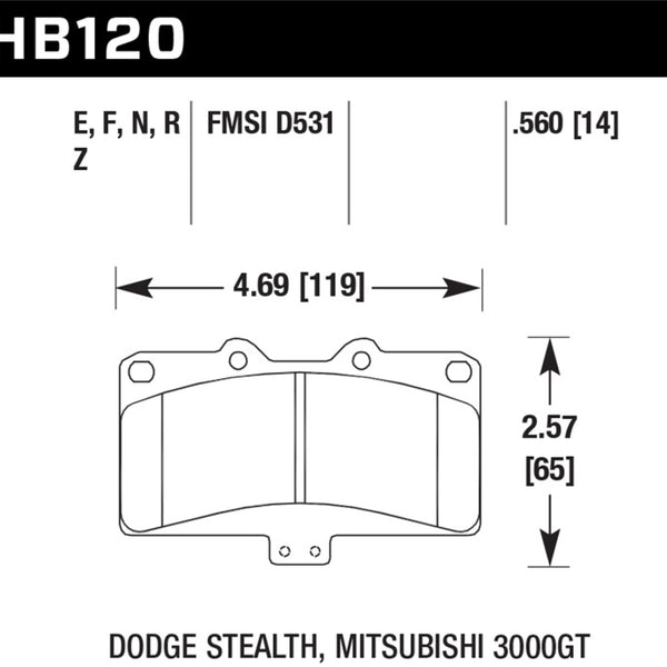 Hawk Mitsubishi 3000 GT VR4/ Dodge Stealth R/T 4WD Blue 9012 Race Front Brake Pads