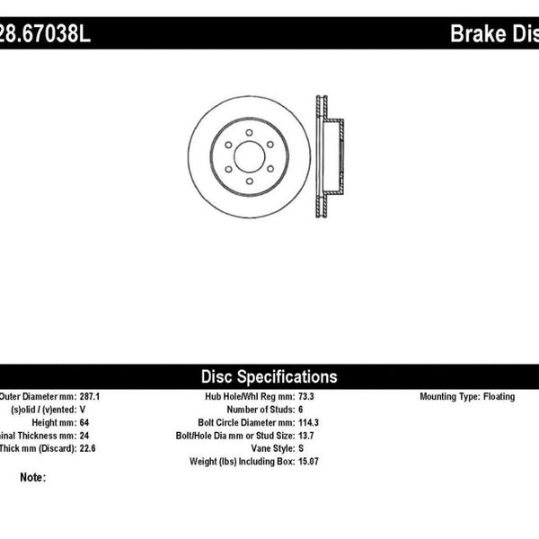 StopTech 97-02 Dodge Dakota 2WD/4WD/98-02 Durango Drilled Left Front Rotor