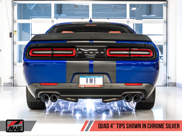 AWE Tuning 15+ Dodge Challenger 5.7 Track Edition Exhaust - Chrome Silver Quad Tips