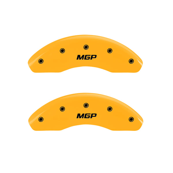 MGP 4 Caliper Covers Engraved Front & Rear MGP Yellow Finish Black Char 1997 Ford Mustang