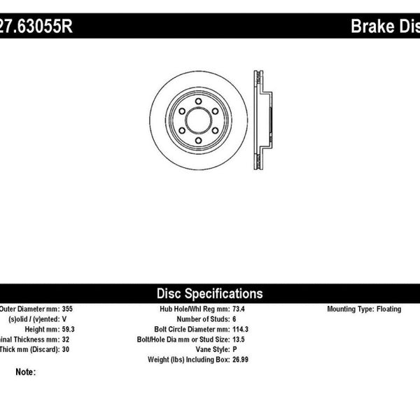 StopTech Power Slot 03-06 & 08-10 Dodge Viper SRT-10 Drilled & Slotted Right Front Rotor