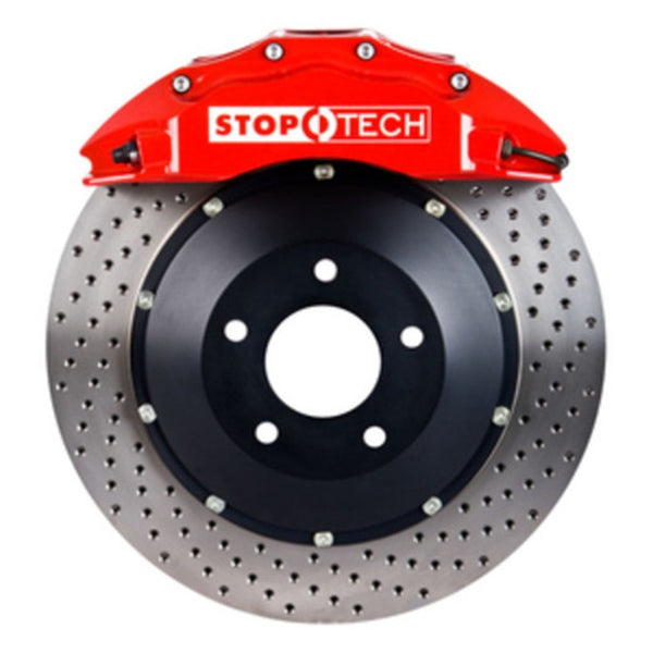 StopTech 05-10 Mustang GT S197 Front BBK w/ Red ST-60 Calipers Drilled 355x32mm Rotors/Pads/SS Lines