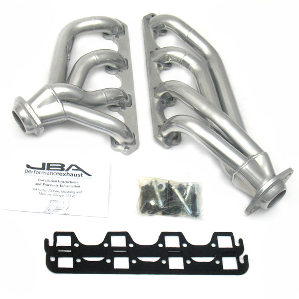 JBA 65-73 Ford Mustang 351W SBF 1-5/8in Primary Silver Ctd Mid Length Header