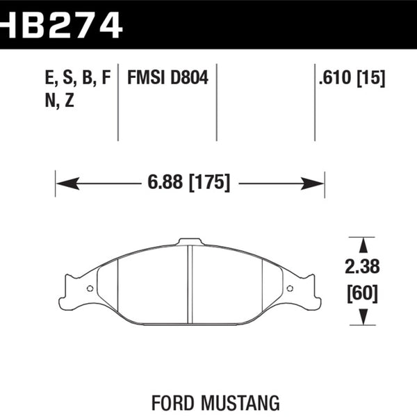 Hawk 99-04 Ford Mustang Base/GT HPS Street Front Brake Pads