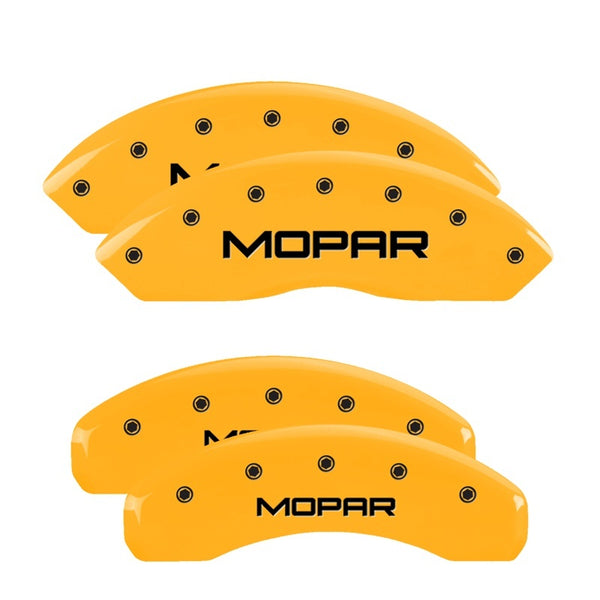 MGP 4 Caliper Covers Engraved Front & Rear Block/Charger Yellow finish black ch