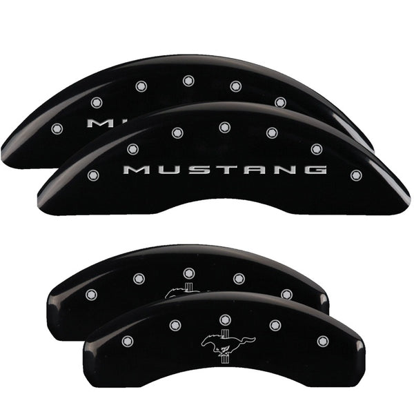 MGP 4 Caliper Covers Engraved Front 2015/Mustang Engraved Rear 2015/Bar & Pony Black fnsh silver ch