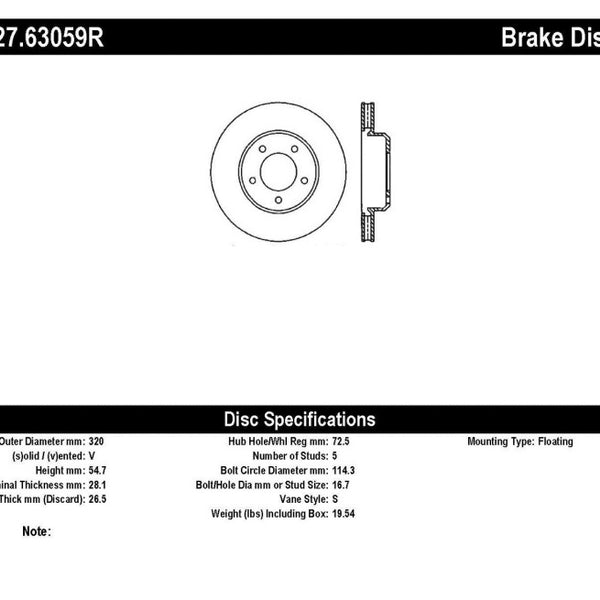 StopTech 05-13 Chrysler300/300C / 09-12 Dodge Challenger Front Right Drilled & Slotted Rotor