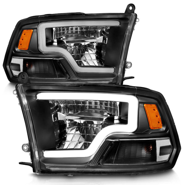 ANZO 2009-2020 Dodge Ram 1500 Full LED Square Projector Headlights w/ Light Bar Chrome Housing