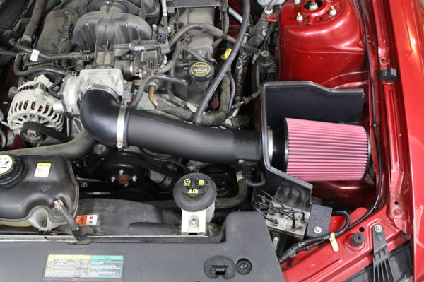 JLT 05-09 Ford Mustang V6 Series 2 Black Textured Cold Air Intake Kit w/Red Filter - Tune Req