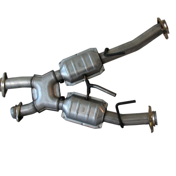 BBK 79-93 Mustang 5.0 Short Mid X Pipe w Catalytic Converters 2-1/2 For Automatic Long Tube Headers