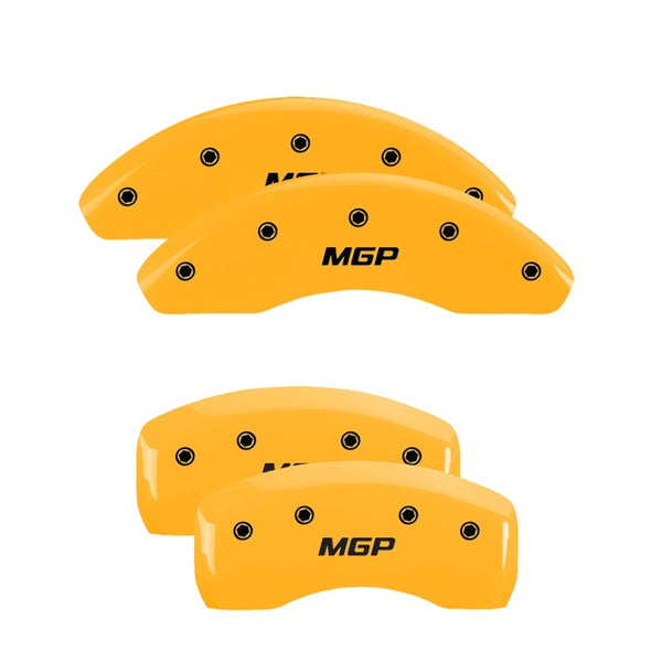 MGP 4 Caliper Covers Engraved Front & Rear MGP Yellow Finish Black Char 2001 Dodge Stratus