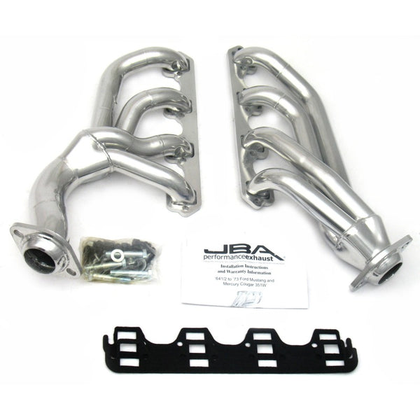 JBA 65-73 Ford Mustang 351W SBF w/T-5/Cable Clutch 1-5/8in Primary Silver Ctd Mid Length Header