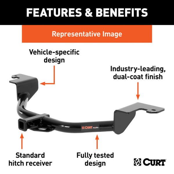 Curt 05-09 Ford Mustang Except GT Class 1 Trailer Hitch w/1-1/4in Receiver
