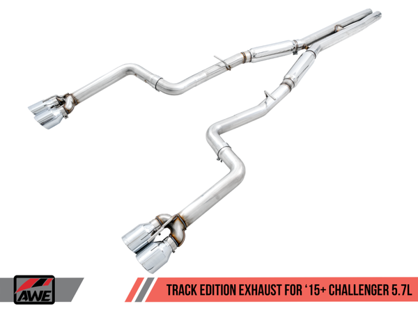 AWE Tuning 15+ Dodge Challenger 5.7 Track Edition Exhaust - Chrome Silver Quad Tips