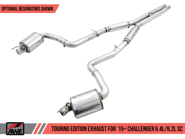 AWE Tuning 2015+ Dodge Challenger 6.4L/6.2L SC Resonated Touring Edition Exhaust - Use Stock Tips
