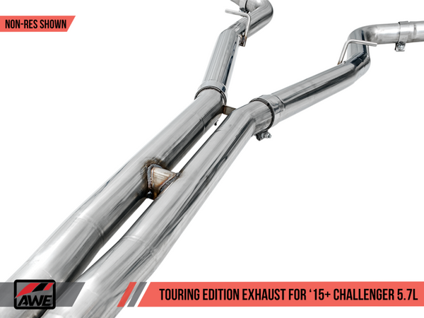 AWE Tuning 15+ Challenger 5.7 Touring Edition Exhaust - Non-Resonated - Chrome Silver Quad Tips