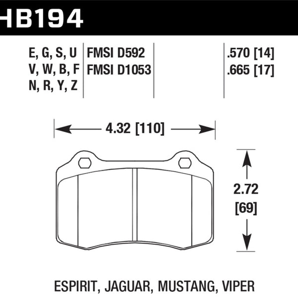 Hawk 92-02 Dodge Viper HPS 5.0 Front Brake Pads