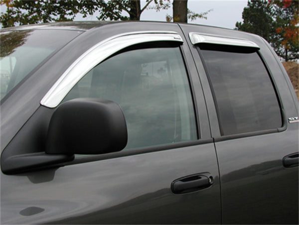 Stampede 2002-2008 Dodge Ram 1500 Extended Cab Pickup Tape-Onz Sidewind Deflector 4pc - Chrome