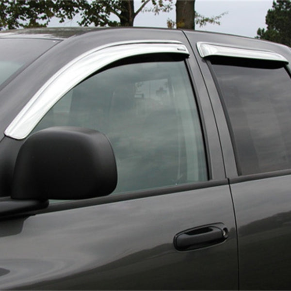 Stampede 2002-2008 Dodge Ram 1500 Extended Cab Pickup Tape-Onz Sidewind Deflector 4pc - Chrome