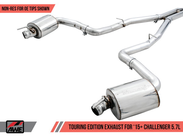 AWE Tuning 15+ Dodge Challenger 5.7 Touring Edition Exhaust - Non-Resonated - Stock Tips