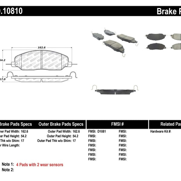 StopTech Performance 05-09 Ford Mustang Cobra/Mach 1 V6/GT / 10 Shelby/Shelby GT Front Brake Pads