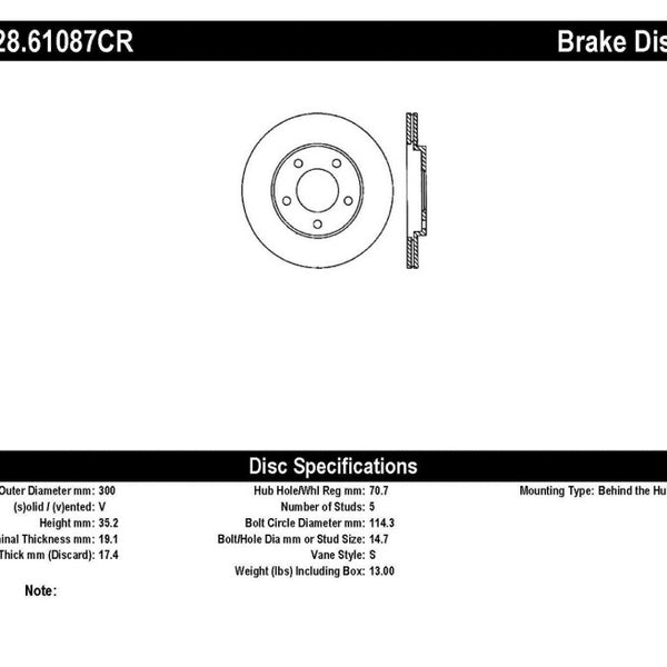 StopTech 05-10 Ford Mustang V6 4.0L / GT V8 4.6L Drilled Right Rear CRYO Rotor