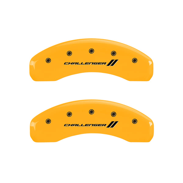 MGP 4 Caliper Covers Engraved Front & Rear With stripes/Challenger Yellow finish black ch