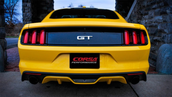 Corsa 2015 Ford Mustang GT 5.0 3in Cat Back Exhaust, Black Dual 4.5in Tip (Xtreme)