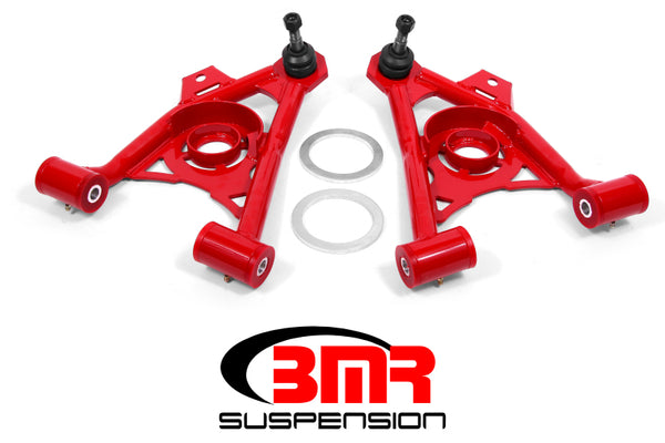 BMR 94-04 Mustang Lower Non-Adj. A-Arms (Poly) w/ Tall Ball Joint / Spring Pocket - Red