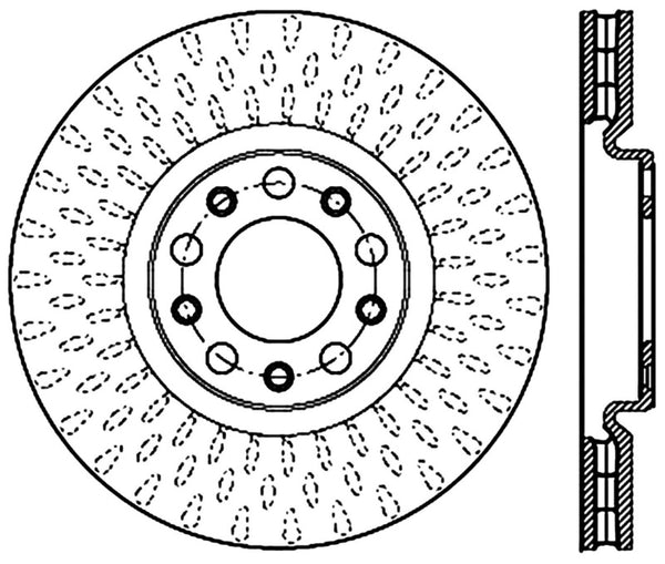 StopTech 13-14 Dodge Dart / 2015 Jeep Renegade / 2015 Chrysler 200 Slotted Right Front Cryo Rotor