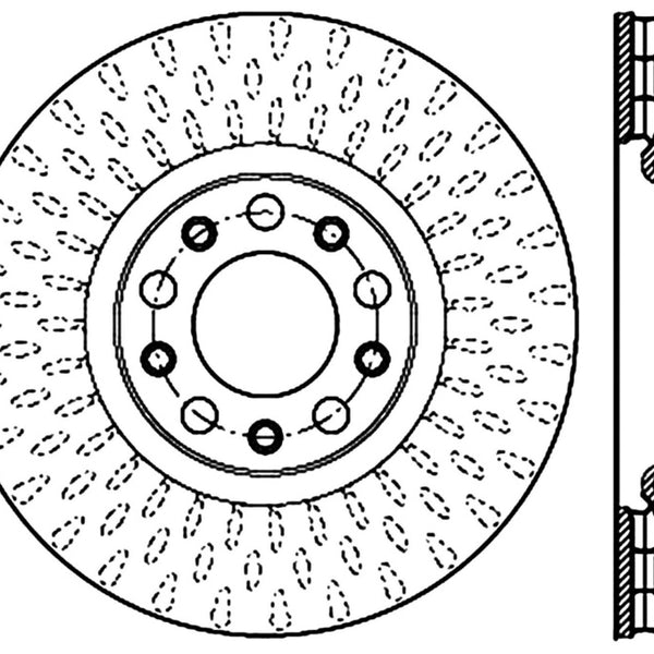 StopTech 13-14 Dodge Dart / 2015 Jeep Renegade / 2015 Chrysler 200 Slotted Right Front Cryo Rotor