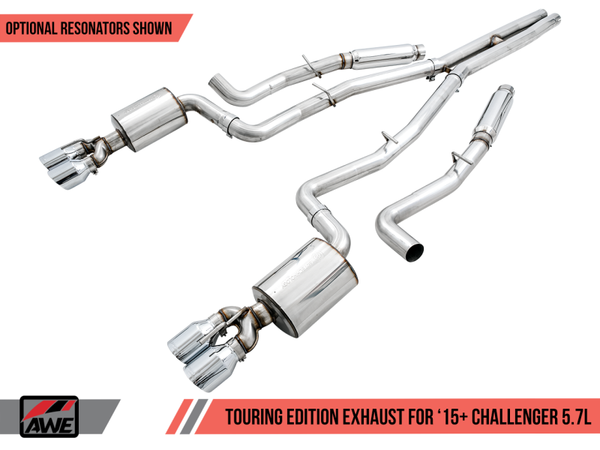 AWE Tuning 15+ Challenger 5.7 Touring Edition Exhaust - Non-Resonated - Diamond Black Quad Tips