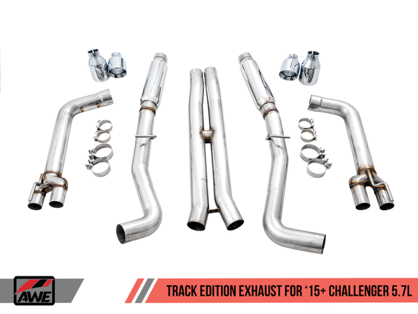 AWE Tuning 15+ Dodge Challenger 5.7 Track Edition Exhaust - Chrome Silver Quad Tips