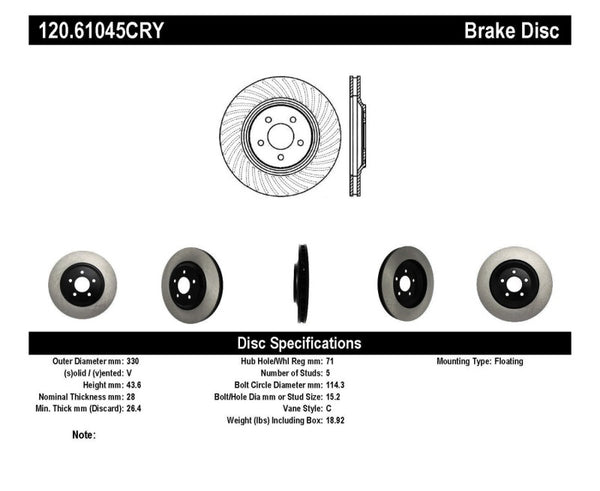 Stoptech 94-04 Ford Mustang Cobra Front CRYO-STOP Rotor