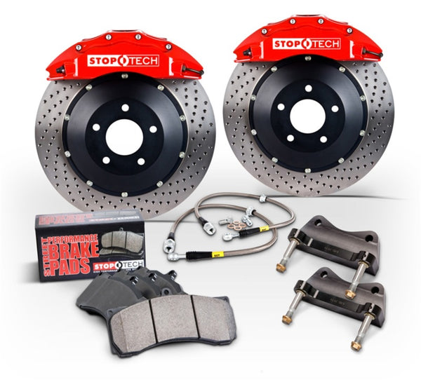 StopTech 2015 Ford Mustang GT Front Big Brake Kit Red ST-60 Calipers 380x34mm Slotted 2pc Rotors
