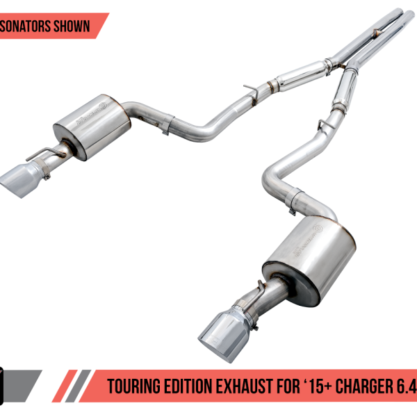 AWE Tuning 2015+ Dodge Charger 6.4L/6.2L SC Resonated Touring Edition Exhaust - Chrome Silver Tips