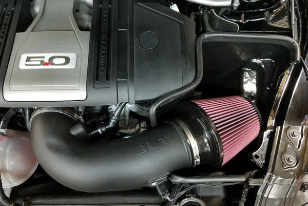 JLT 18-19 Ford Mustang GT Black Textured Cold Air Intake Kit w/Red Filter - Tune Req
