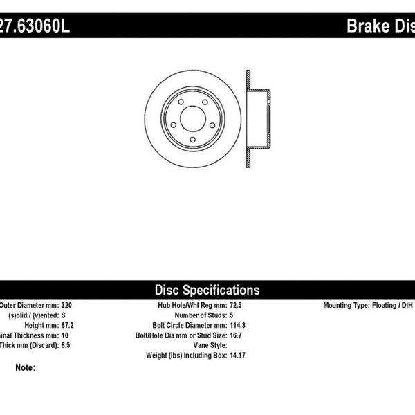 StopTech 05-13 Chrysler300/300C / 09-12 Dodge Challenger Rear Left Drilled & Slotted Rotor