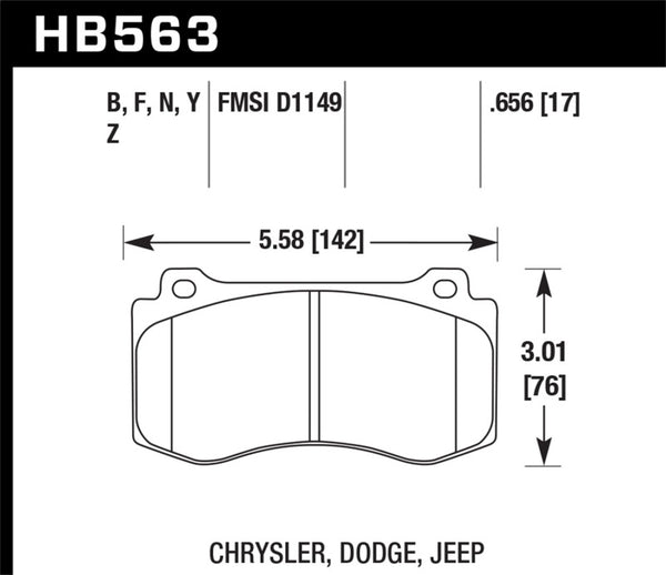 Hawk 12-20 Challenger/Charger 06-10 Grand Cher SRT8 DTC-60 Motorsports Front Brake Pads