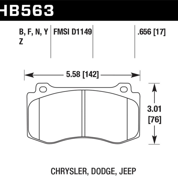 Hawk 12-20 Challenger/Charger 06-10 Grand Cher SRT8 DTC-60 Motorsports Front Brake Pads