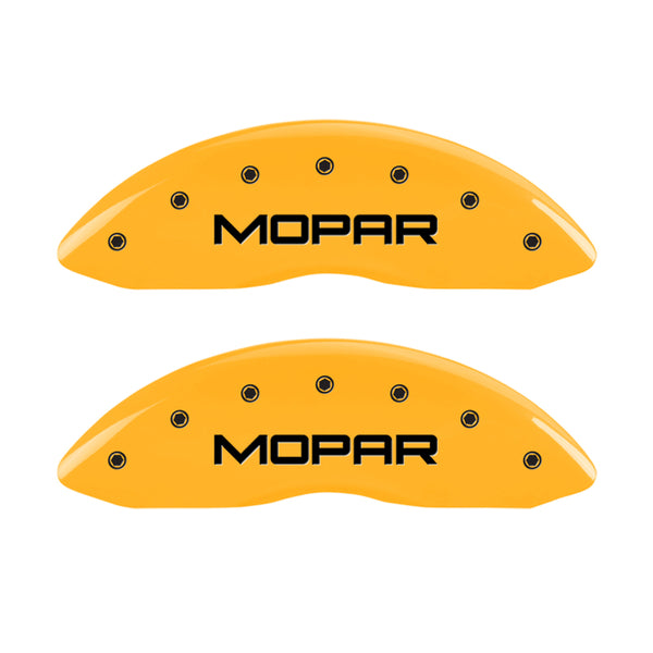 MGP 4 Caliper Covers Engraved Front & Rear Mopar Yellow Finish Black Char 2006 Dodge Charger