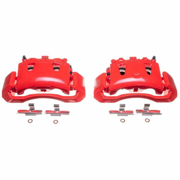 Power Stop 98-02 Dodge Ram 2500 Van Front Red Calipers w/Brackets - Pair