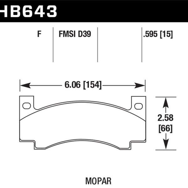 Hawk 70-74 Dodge Challenger/70-77 Charger / 70-74 Plymouth Barracuda HPS Street Rear Brake Pads